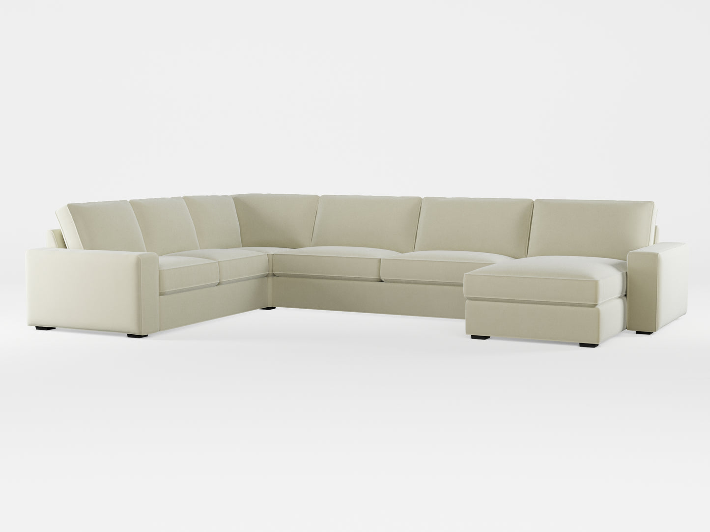 Ikea KIVIK 6-seat sofa with chaise longue cover made by Covereo in upholstery named VELVET Frosty Morning