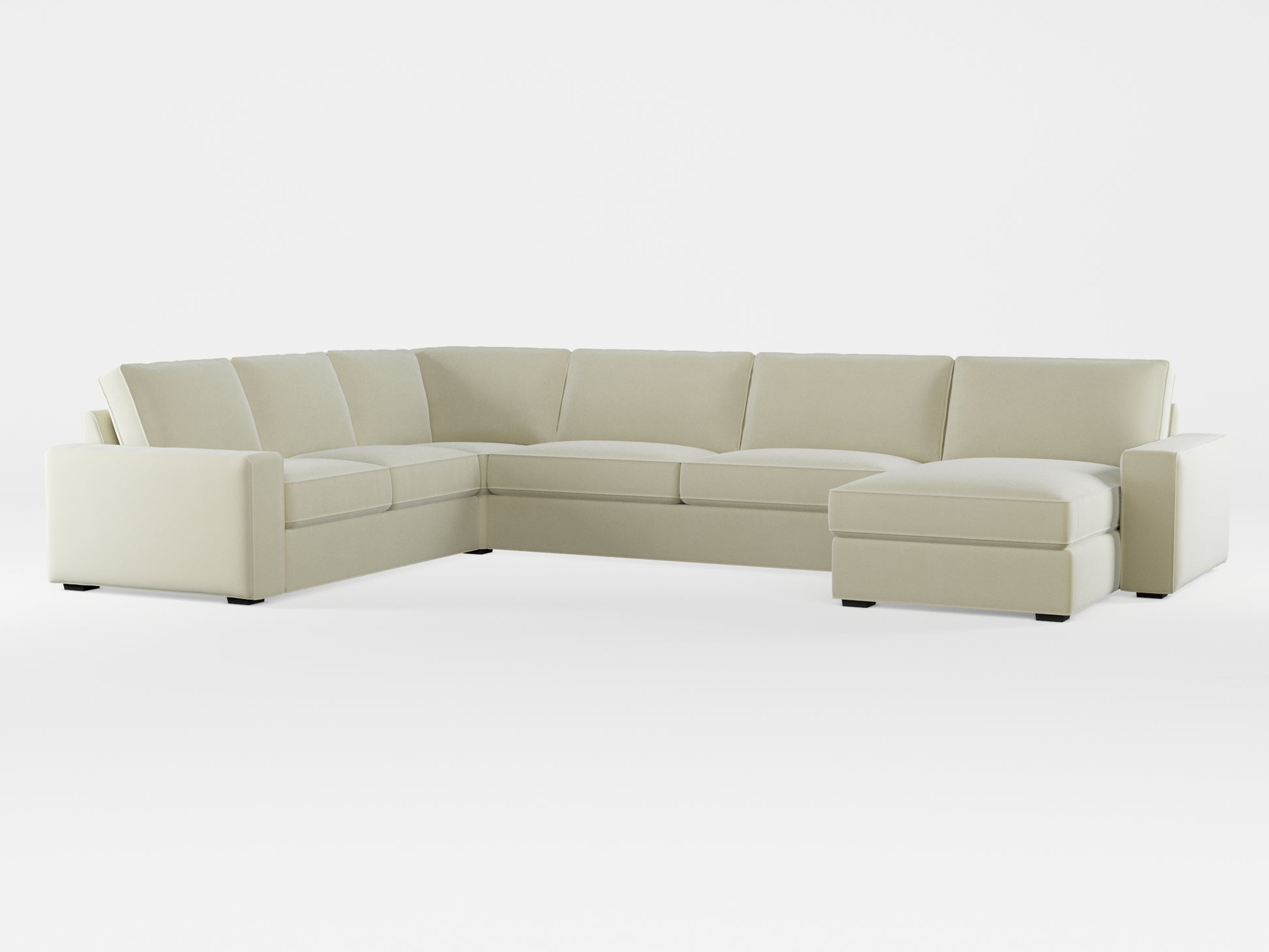 Ikea KIVIK 6-seat sofa with chaise longue cover made by Covereo in upholstery named VELVET Frosty Morning