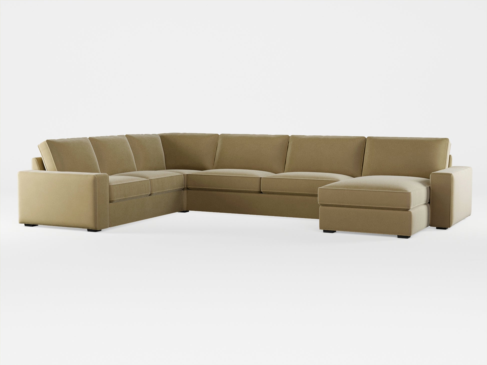 Ikea KIVIK 6-seat sofa with chaise longue cover made by Covereo in upholstery named VELVET Golden Hour