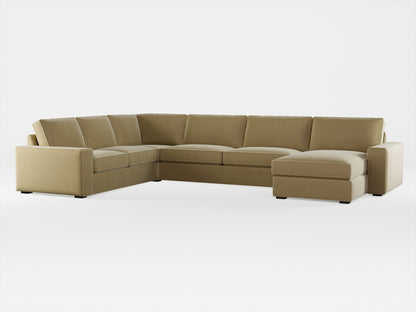 Ikea KIVIK 6-seat sofa with chaise longue cover made by Covereo in upholstery named VELVET Golden Hour