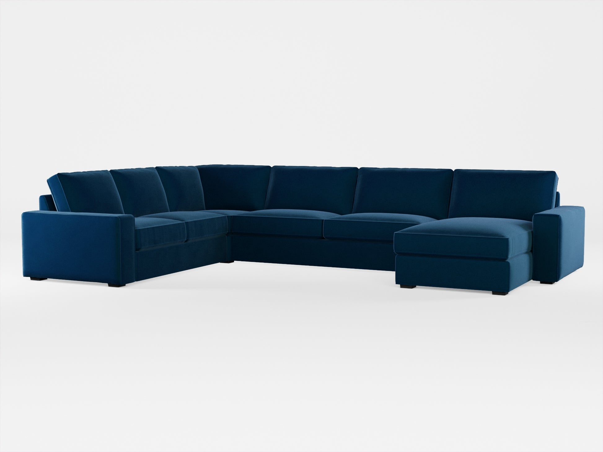 Ikea KIVIK 6-seat sofa with chaise longue cover made by Covereo in upholstery named VELVET In the Navy