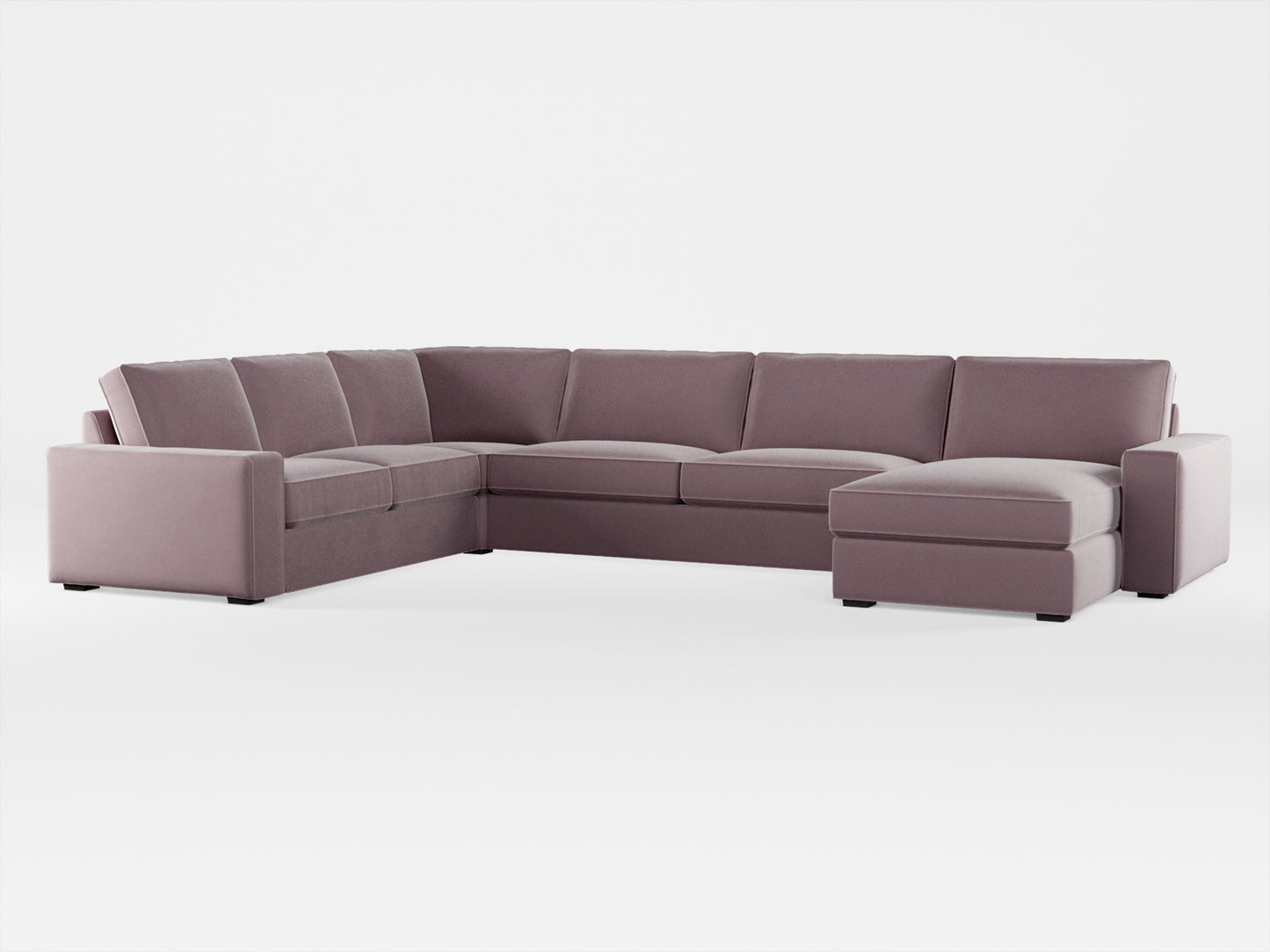 Ikea KIVIK 6-seat sofa with chaise longue cover made by Covereo in upholstery named VELVET Peaceful Lily