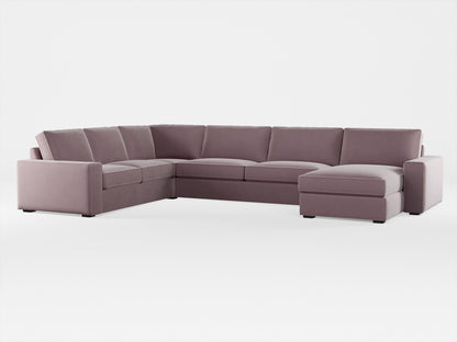 Ikea KIVIK 6-seat sofa with chaise longue cover made by Covereo in upholstery named VELVET Peaceful Lily