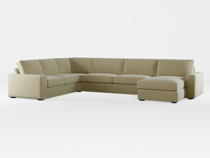 Ikea KIVIK 6-seat sofa with chaise longue cover made by Covereo in upholstery named VELVET Pearl Cream