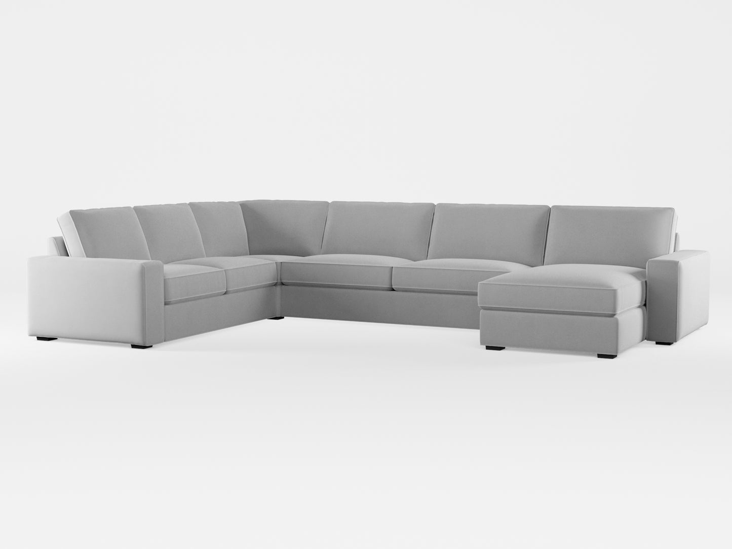 Ikea KIVIK 6-seat sofa with chaise longue cover made by Covereo in upholstery named VELVET Queen of Ice