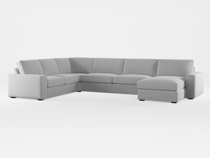 Ikea KIVIK 6-seat sofa with chaise longue cover made by Covereo in upholstery named VELVET Queen of Ice