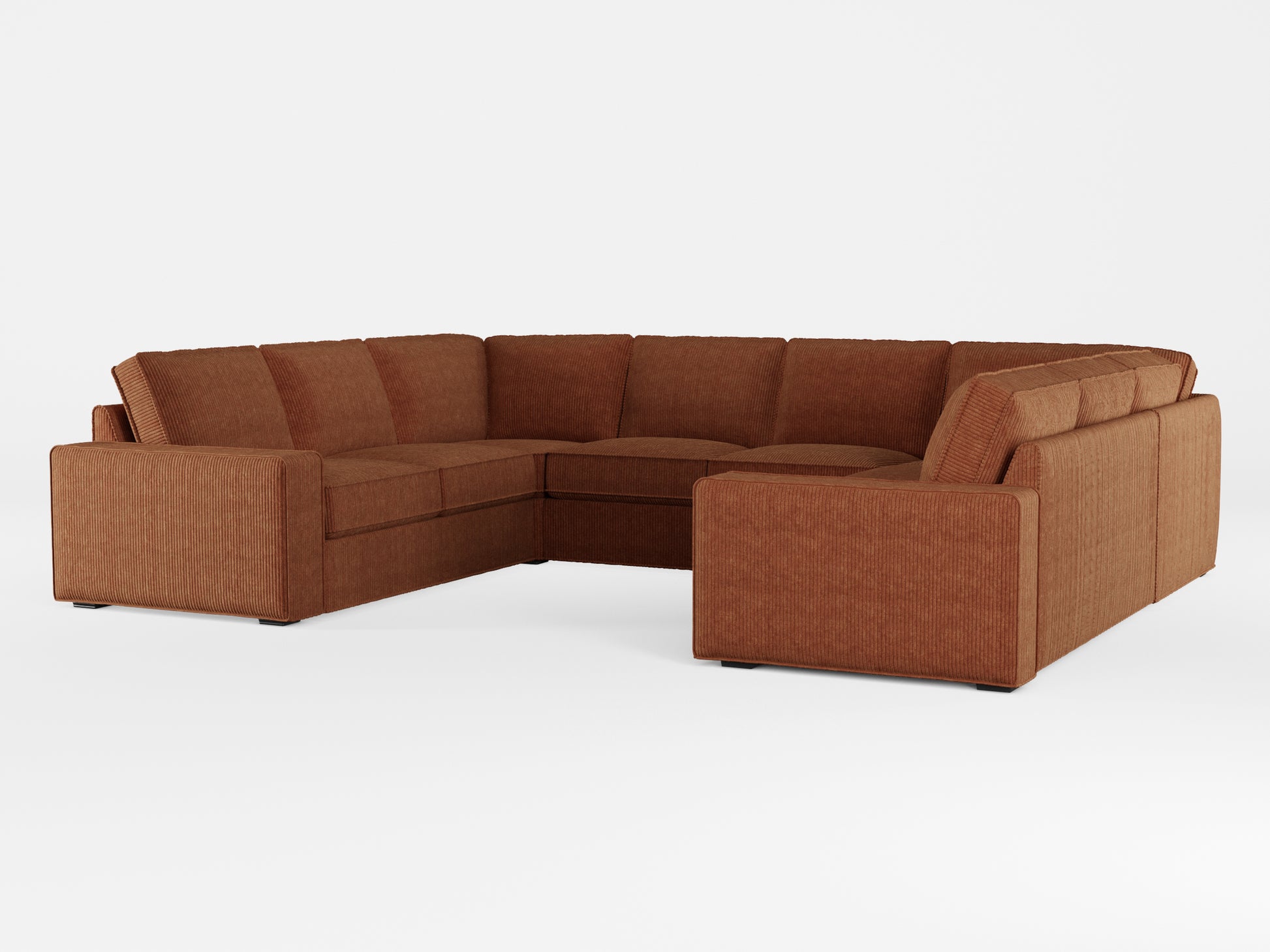 Ikea KIVIK 6-seat U-shaped sofa cover made by Covereo in upholstery named COSY Chestnut