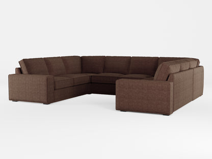 Ikea KIVIK 6-seat U-shaped sofa cover made by Covereo in upholstery named COSY Dark Candy