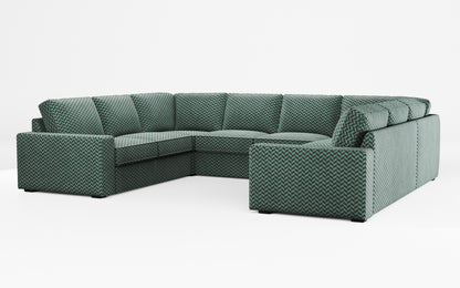 Ikea KIVIK 6-seat U-shaped sofa cover made by Covereo in upholstery named HERRINGBONE Green