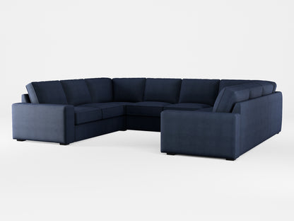 Ikea KIVIK 6-seat U-shaped sofa cover made by Covereo in upholstery named OMON Elegant Marine