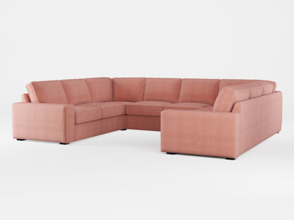 Ikea KIVIK 6-seat U-shaped sofa cover made by Covereo in upholstery named OMON Powder Rose