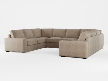 Ikea KIVIK 6-seat U-shaped sofa cover made by Covereo in upholstery named MONTANA Gravel Beige