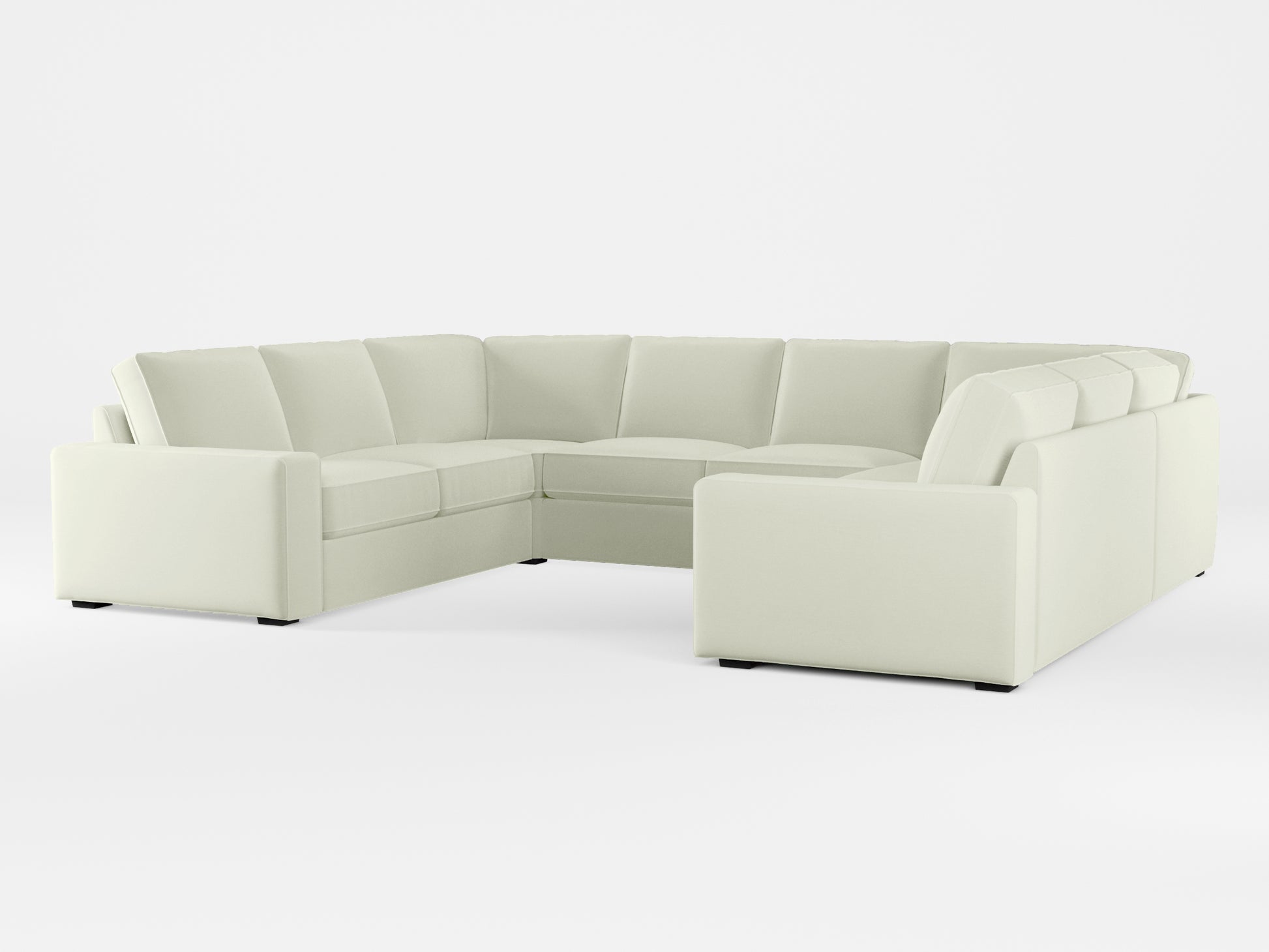 Ikea KIVIK 6-seat U-shaped sofa cover made by Covereo in upholstery named PECADLY Ivory Touch