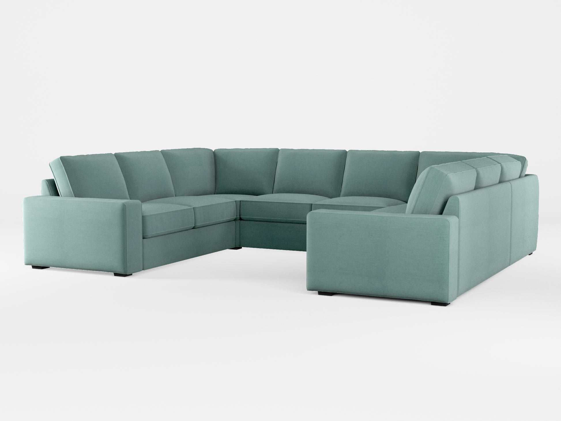 Ikea KIVIK 6-seat U-shaped sofa cover made by Covereo in upholstery named PECADLY Misty Blue