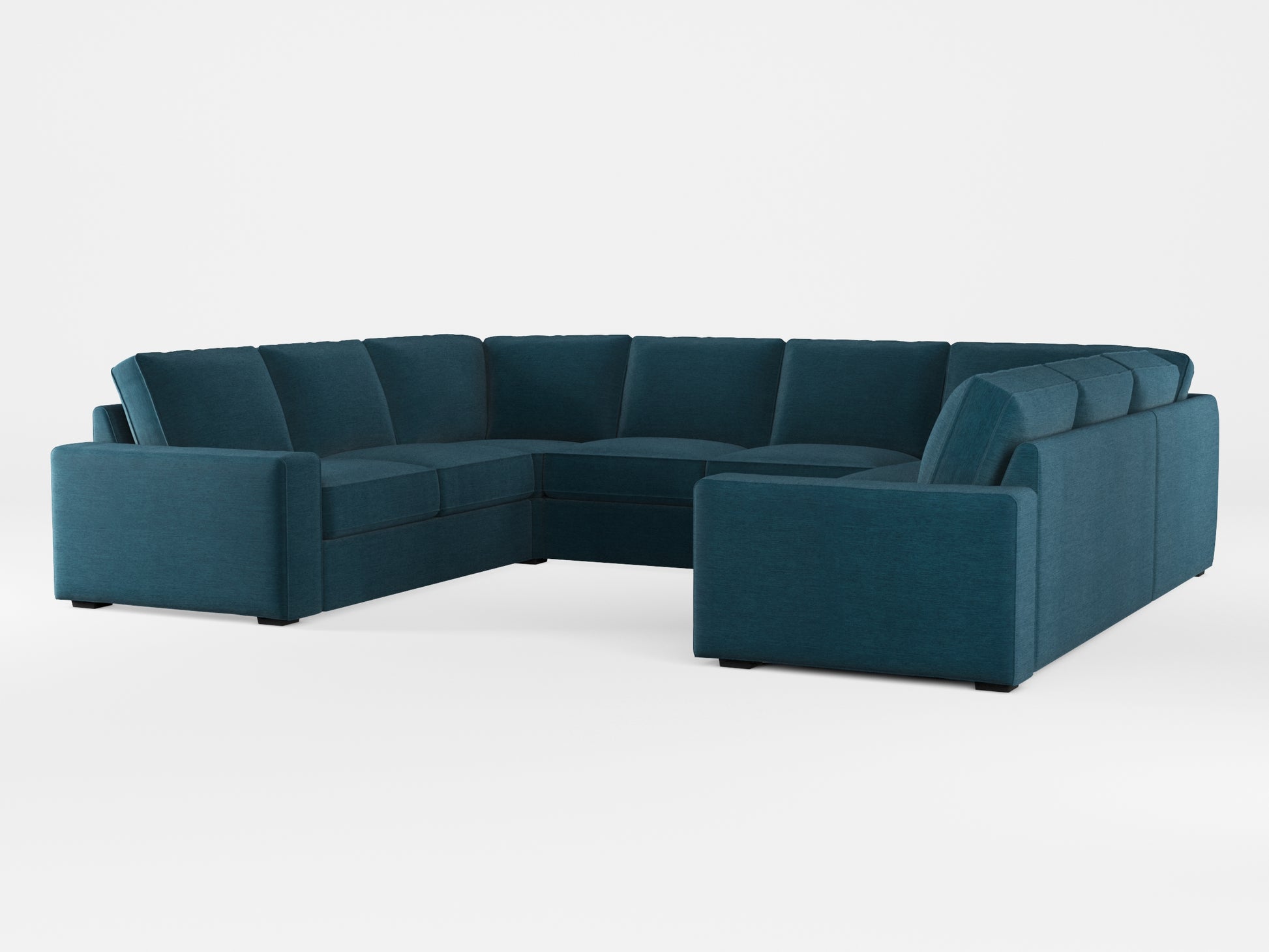 Ikea KIVIK 6-seat U-shaped sofa cover made by Covereo in upholstery named PECADLY Ocean Blue