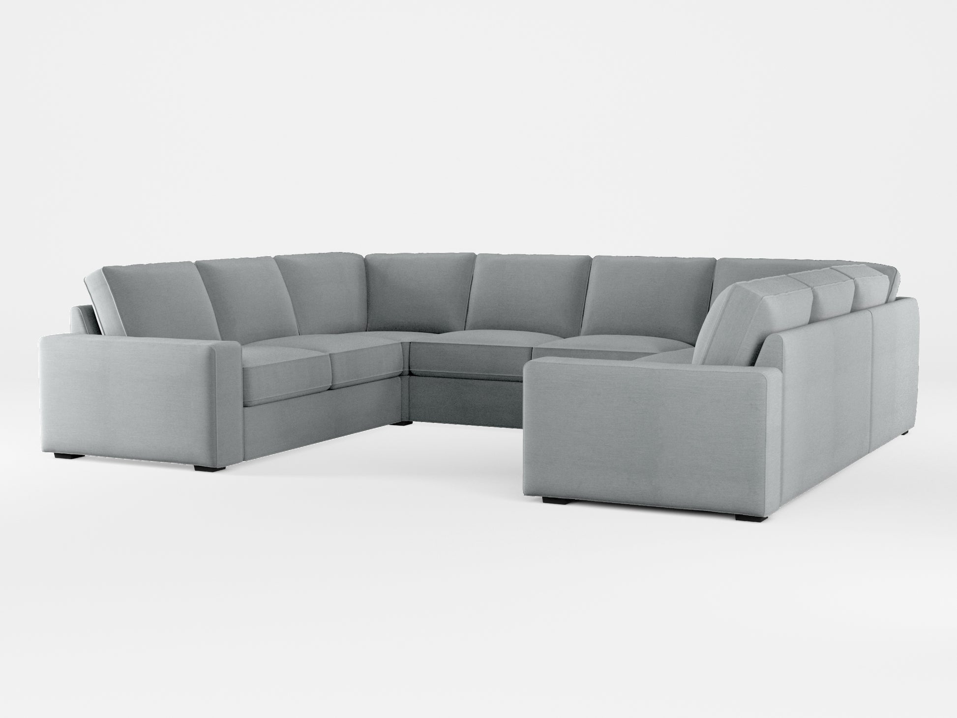 Ikea KIVIK 6-seat U-shaped sofa cover made by Covereo in upholstery named PECADLY Pebble Grey