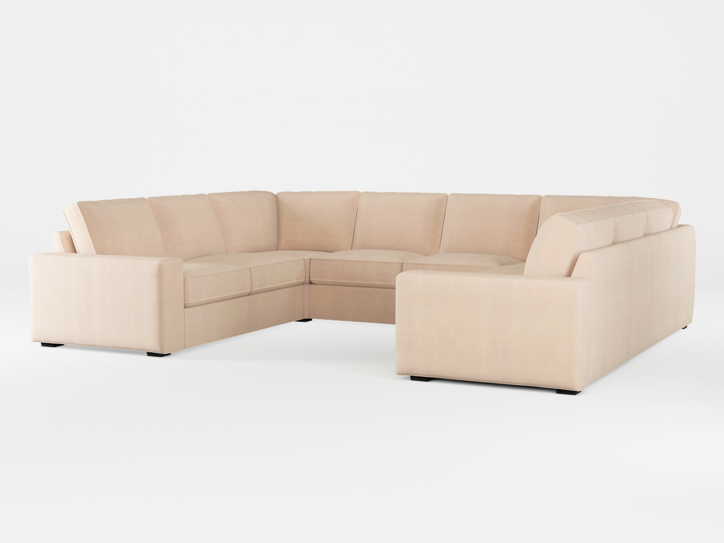 Ikea KIVIK 6-seat U-shaped sofa cover made by Covereo in upholstery named TUNSO Nude Three