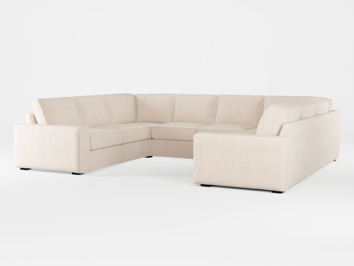 Ikea KIVIK 6-seat U-shaped sofa cover made by Covereo in upholstery named TUNSO Nude Two