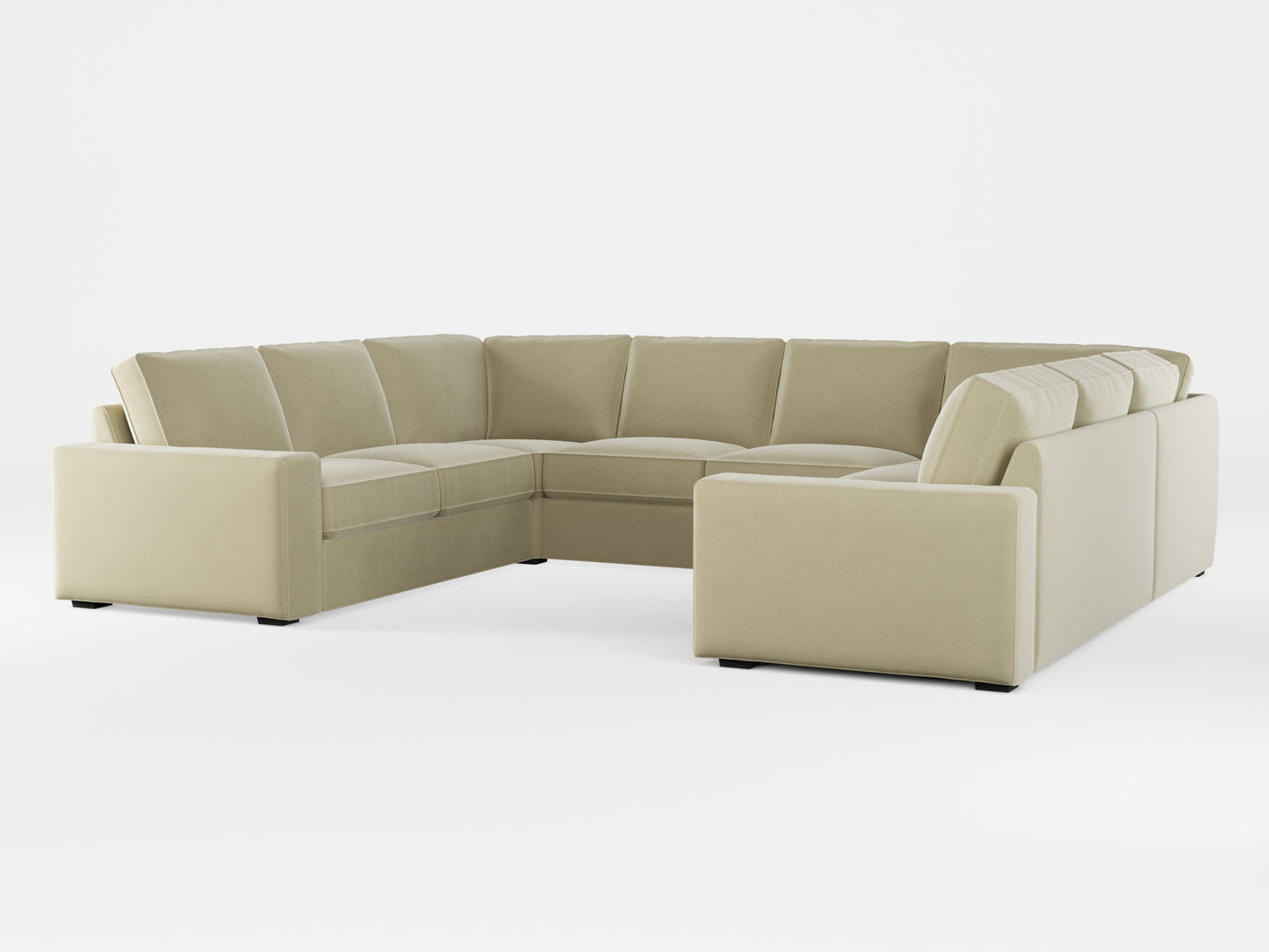 Ikea KIVIK 6-seat U-shaped sofa cover made by Covereo in upholstery named VELVET Ashen Beige