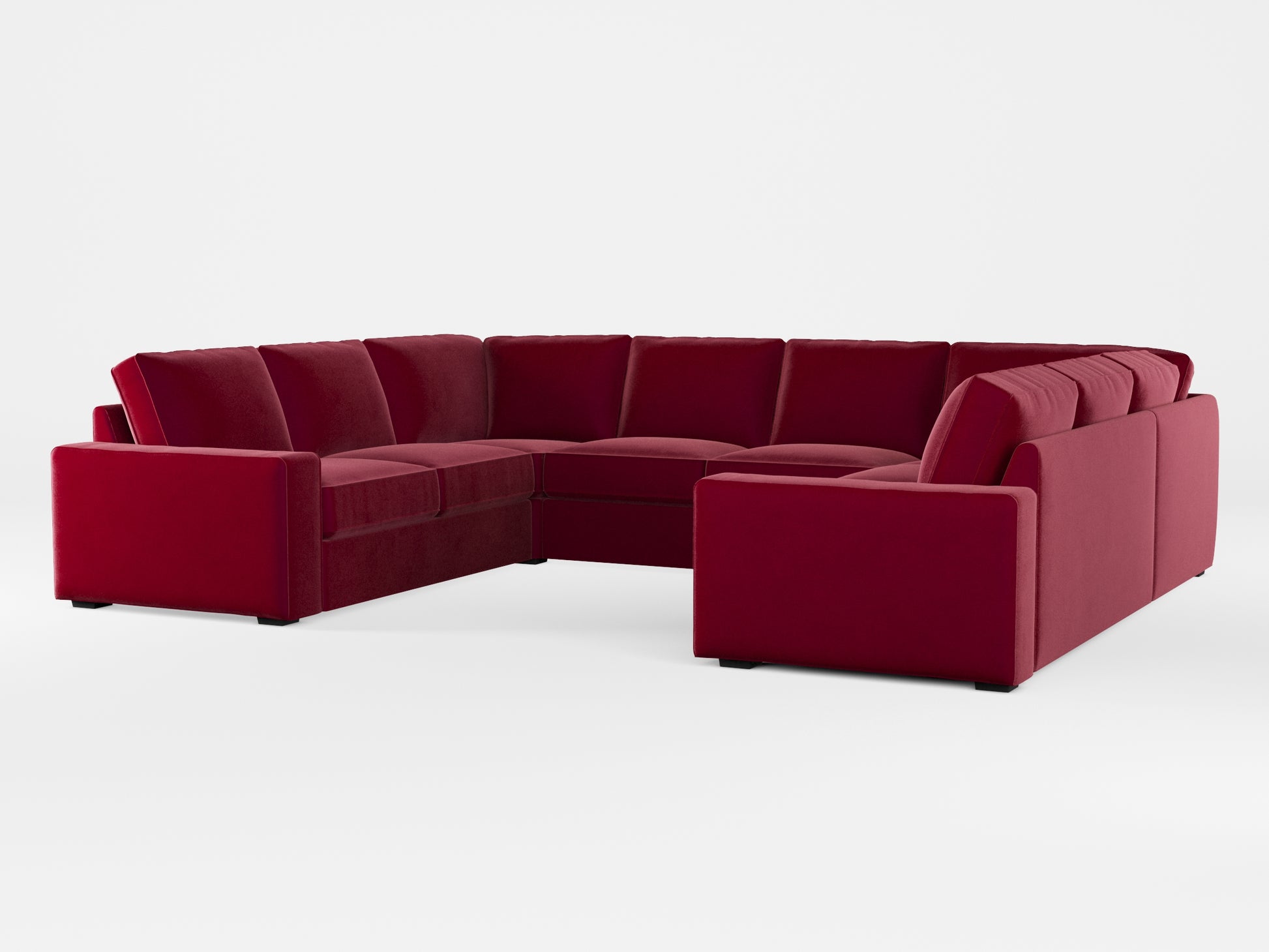 Ikea KIVIK 6-seat U-shaped sofa cover made by Covereo in upholstery named VELVET Beetroot Cocktail