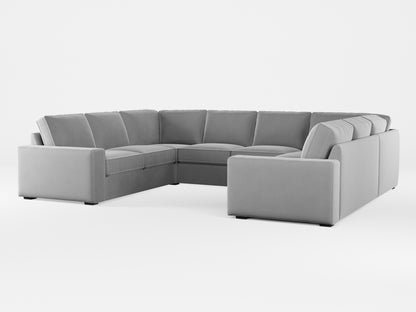 Ikea KIVIK 6-seat U-shaped sofa cover made by Covereo in upholstery named VELVET Cool Grey