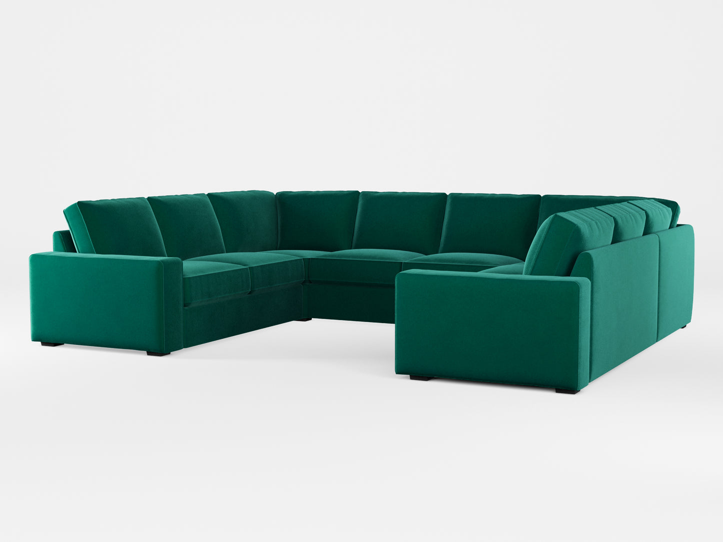 Ikea KIVIK 6-seat U-shaped sofa cover made by Covereo in upholstery named VELVET Dark Teal