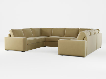 Ikea KIVIK 6-seat U-shaped sofa cover made by Covereo in upholstery named VELVET Golden Hour