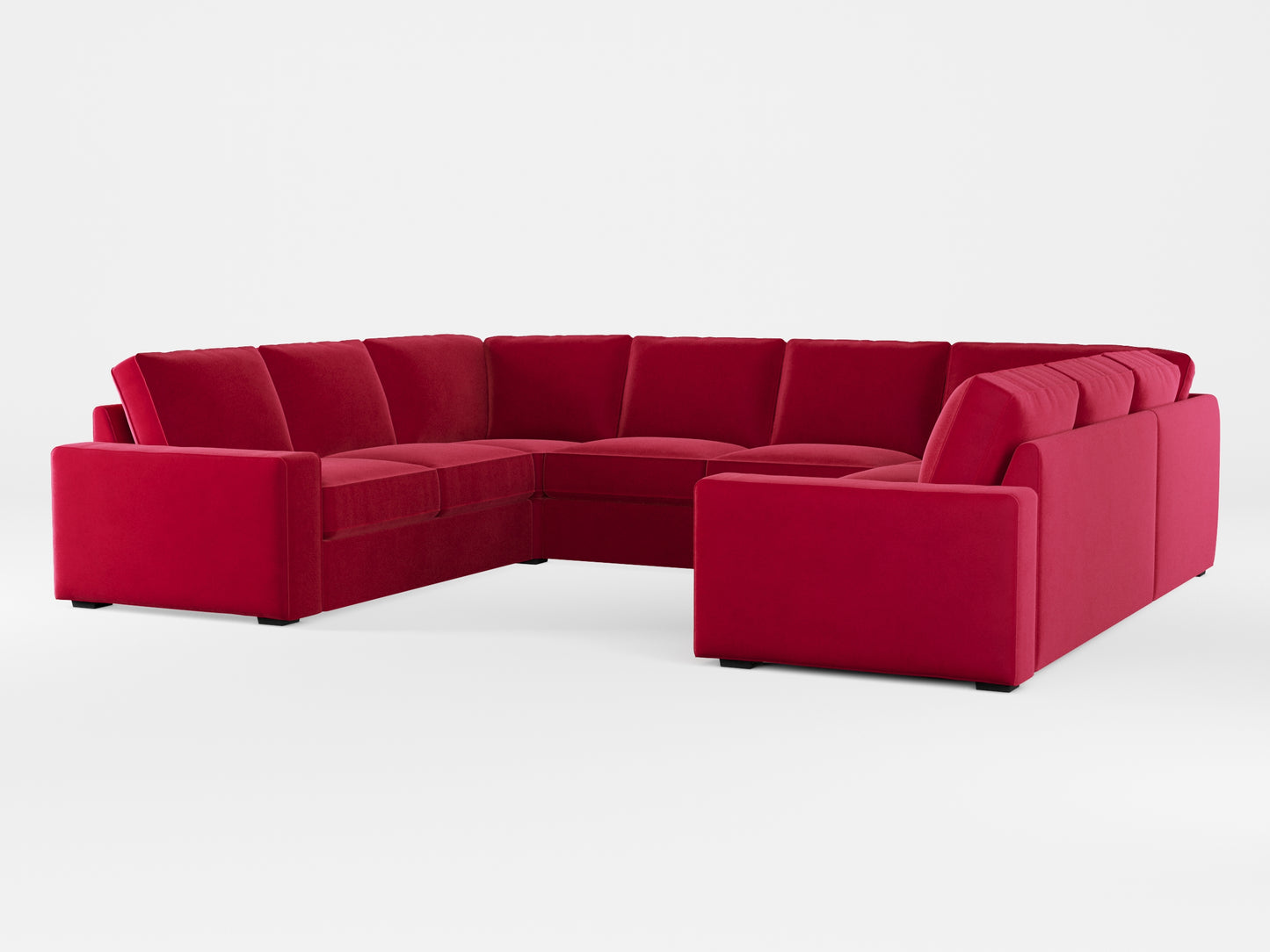 Ikea KIVIK 6-seat U-shaped sofa cover made by Covereo in upholstery named VELVET Intense Red