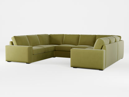 Ikea KIVIK 6-seat U-shaped sofa cover made by Covereo in upholstery named VELVET Olive Dream