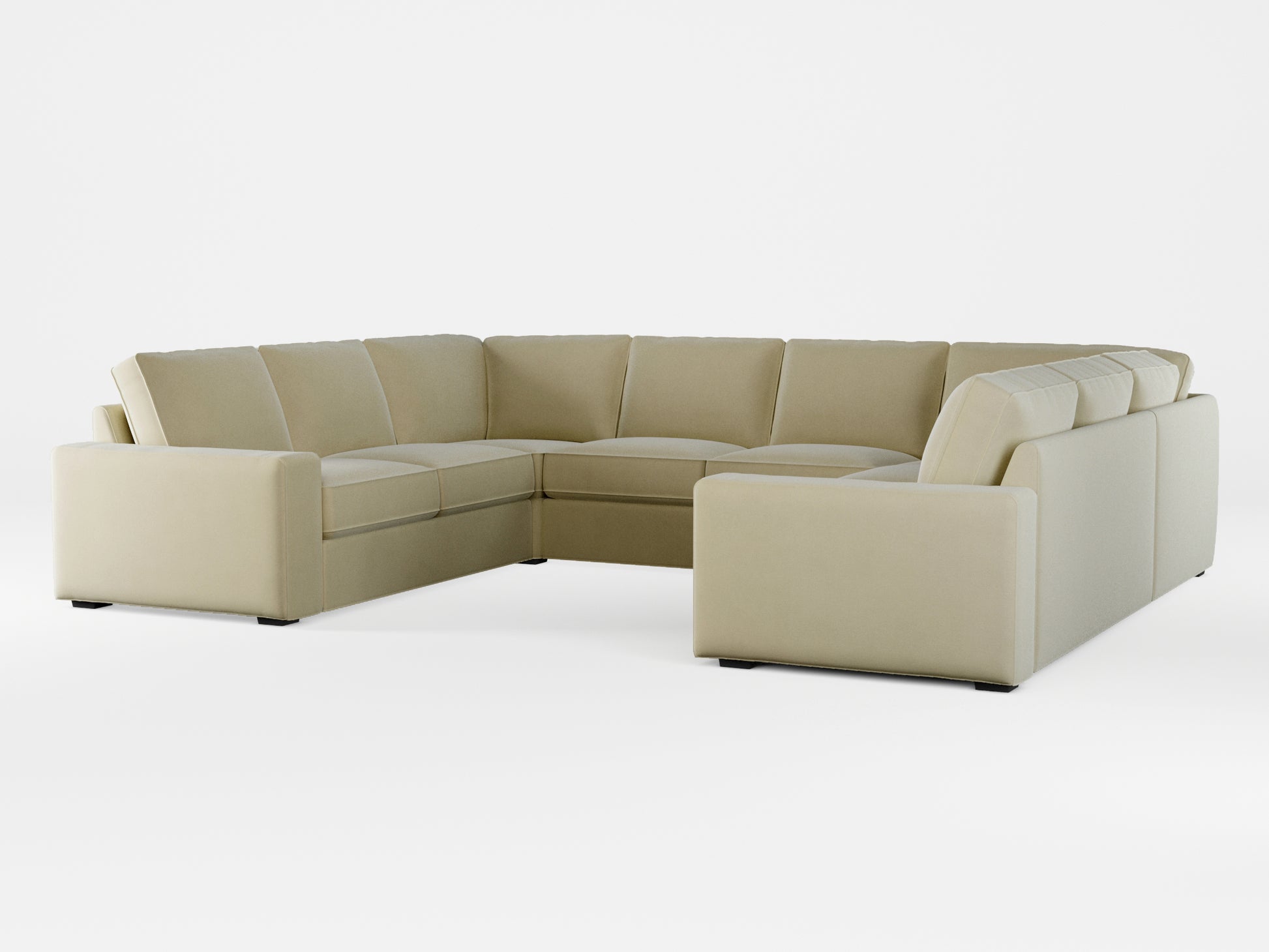 Ikea KIVIK 6-seat U-shaped sofa cover made by Covereo in upholstery named VELVET Pearl Cream