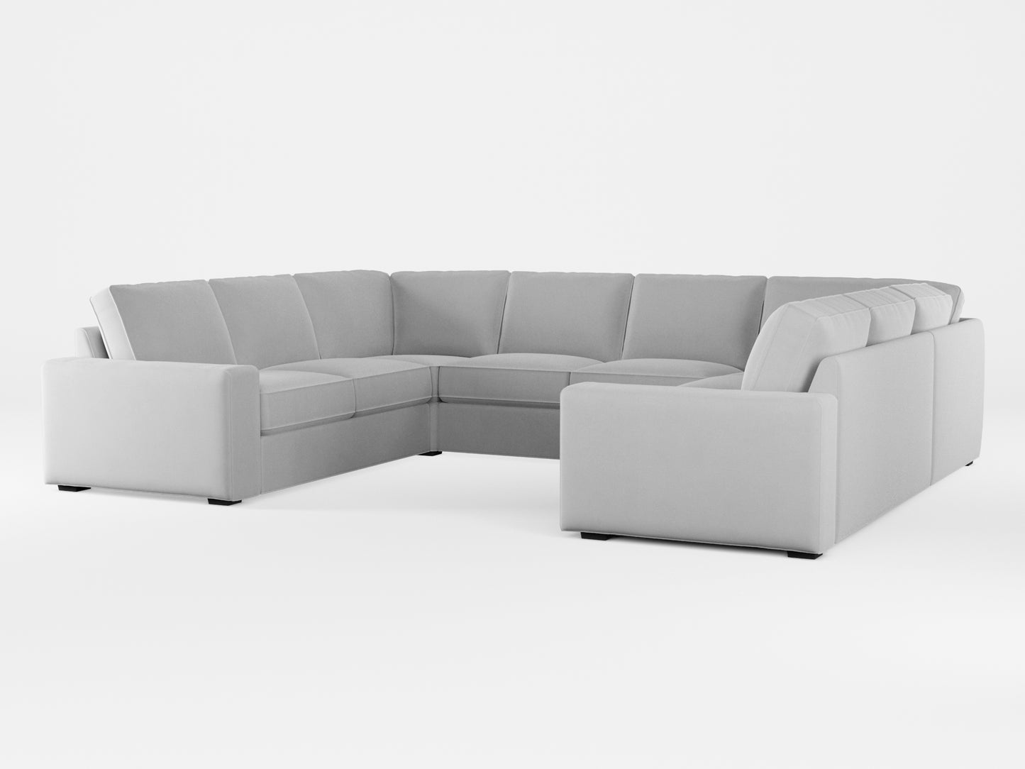 Ikea KIVIK 6-seat U-shaped sofa cover made by Covereo in upholstery named VELVET Queen of Ice