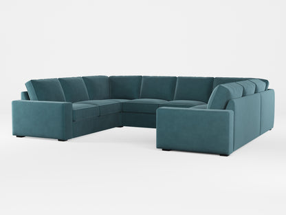 Ikea KIVIK 6-seat U-shaped sofa cover made by Covereo in upholstery named VELVET Smoky Blue