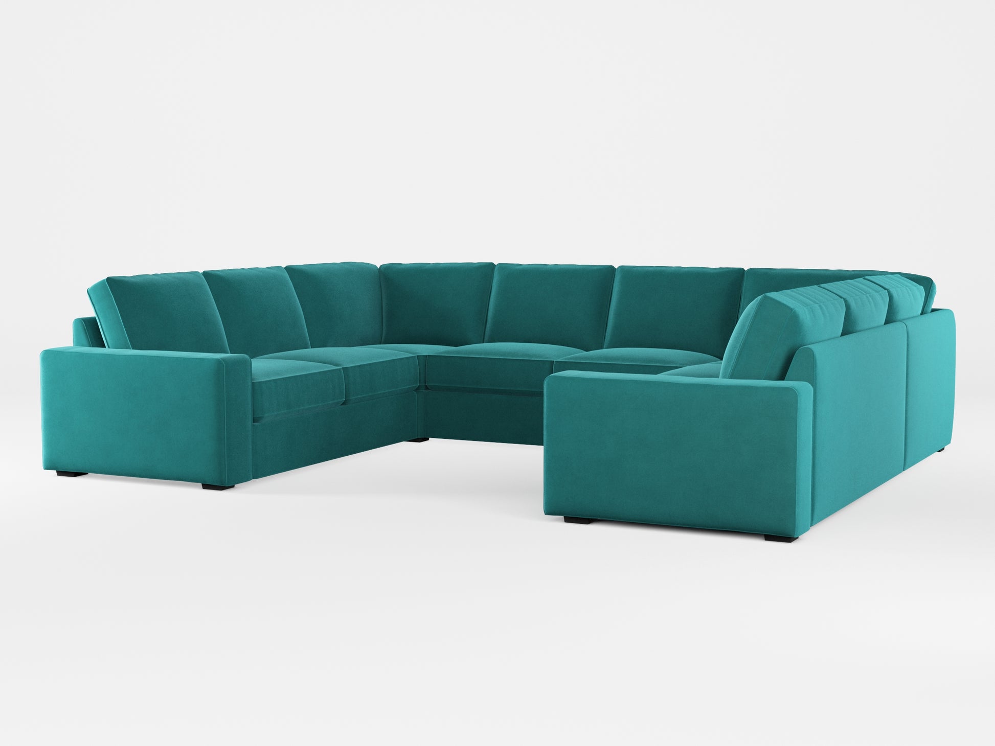 Ikea KIVIK 6-seat U-shaped sofa cover made by Covereo in upholstery named VELVET Turquoise Twist