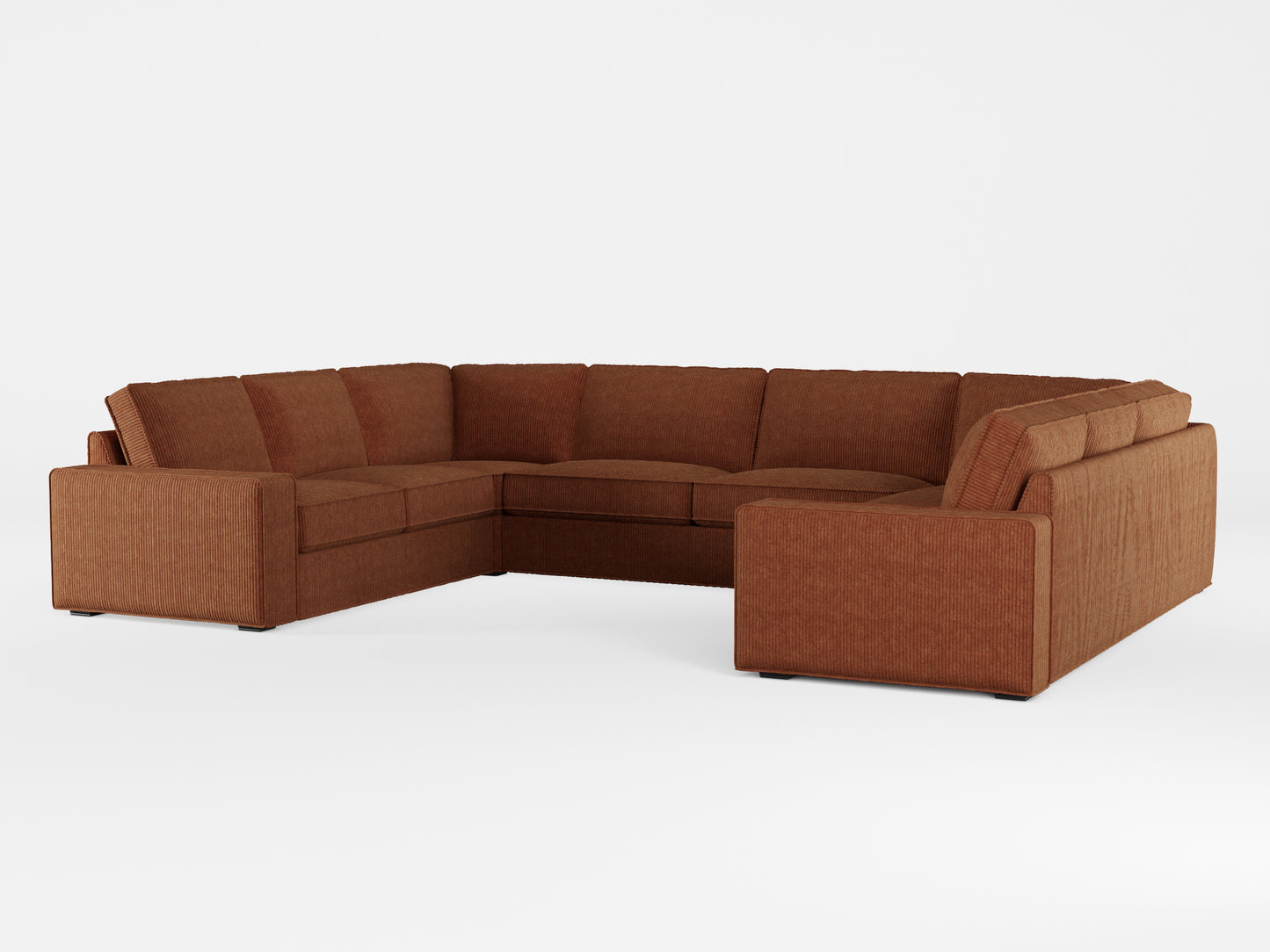 Ikea KIVIK 7-seat U-shaped sofa cover made by Covereo in upholstery named COSY Chestnut