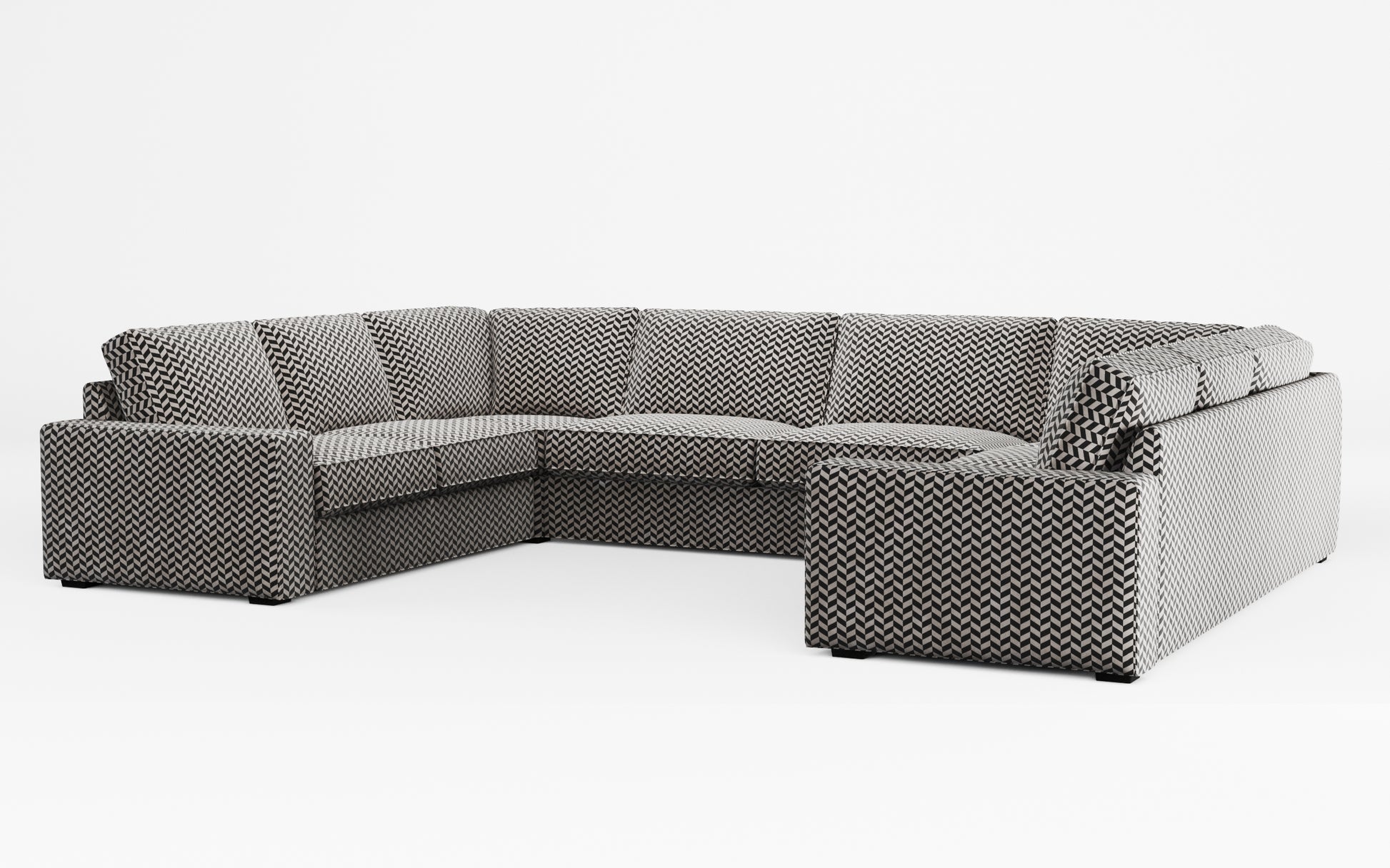 Ikea KIVIK 7-seat U-shaped sofa cover made by Covereo in upholstery named HERRINGBONE Silver