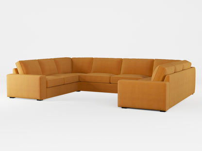 Ikea KIVIK 7-seat U-shaped sofa cover made by Covereo in upholstery named OMON Classic Mustard