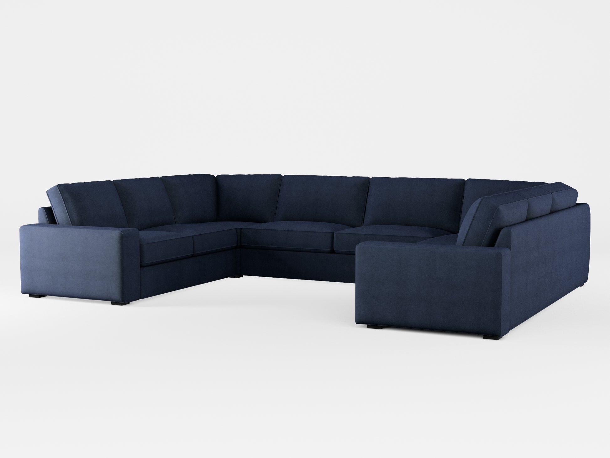 Ikea KIVIK 7-seat U-shaped sofa cover made by Covereo in upholstery named OMON Elegant Marine