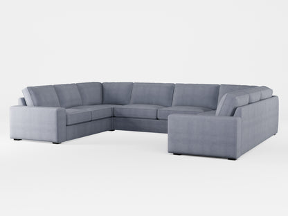 Ikea KIVIK 7-seat U-shaped sofa cover made by Covereo in upholstery named OMON Industrial Grey