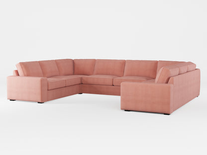 Ikea KIVIK 7-seat U-shaped sofa cover made by Covereo in upholstery named OMON Powder Rose