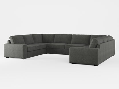 Ikea KIVIK 7-seat U-shaped sofa cover made by Covereo in upholstery named MONTANA Dark Grey