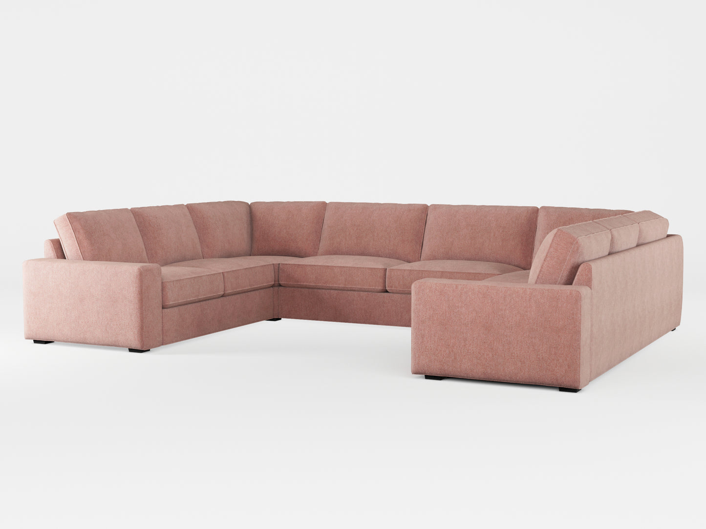 Ikea KIVIK 7-seat U-shaped sofa cover made by Covereo in upholstery named MONTANA Pink Stone