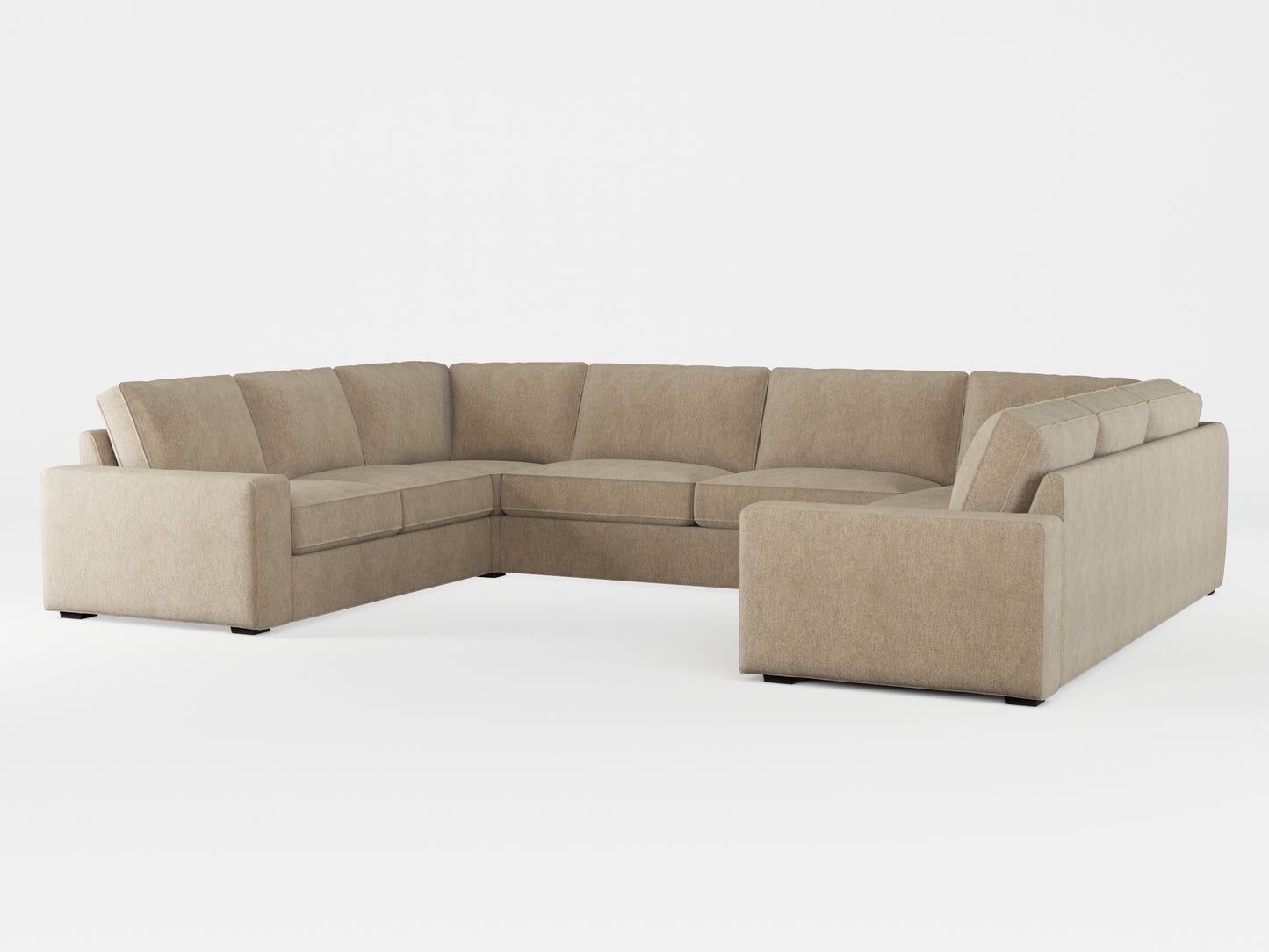 Ikea KIVIK 7-seat U-shaped sofa cover made by Covereo in upholstery named MONTANA Soft Beige