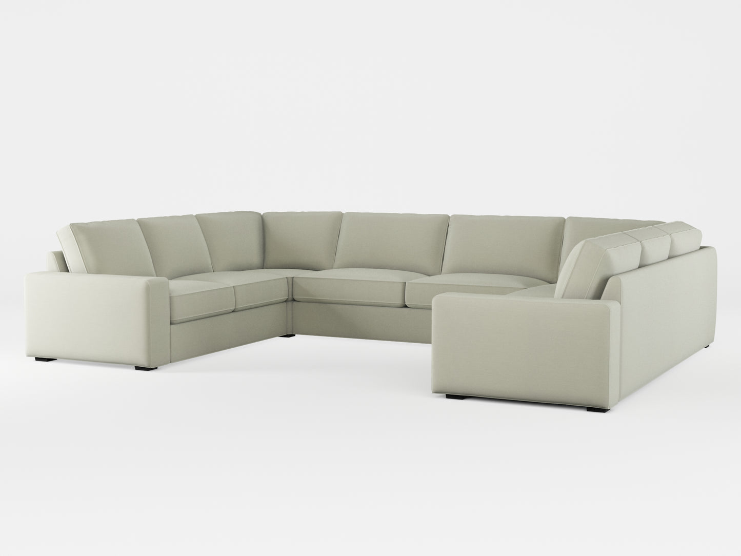 Ikea KIVIK 7-seat U-shaped sofa cover made by Covereo in upholstery named PECADLY Dusty Beige