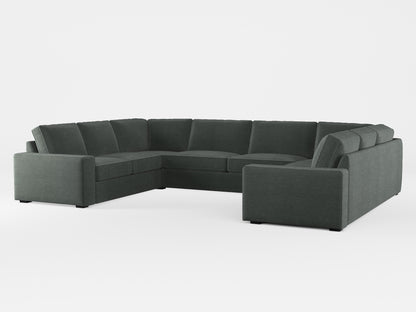 Ikea KIVIK 7-seat U-shaped sofa cover made by Covereo in upholstery named PECADLY Evening Grey