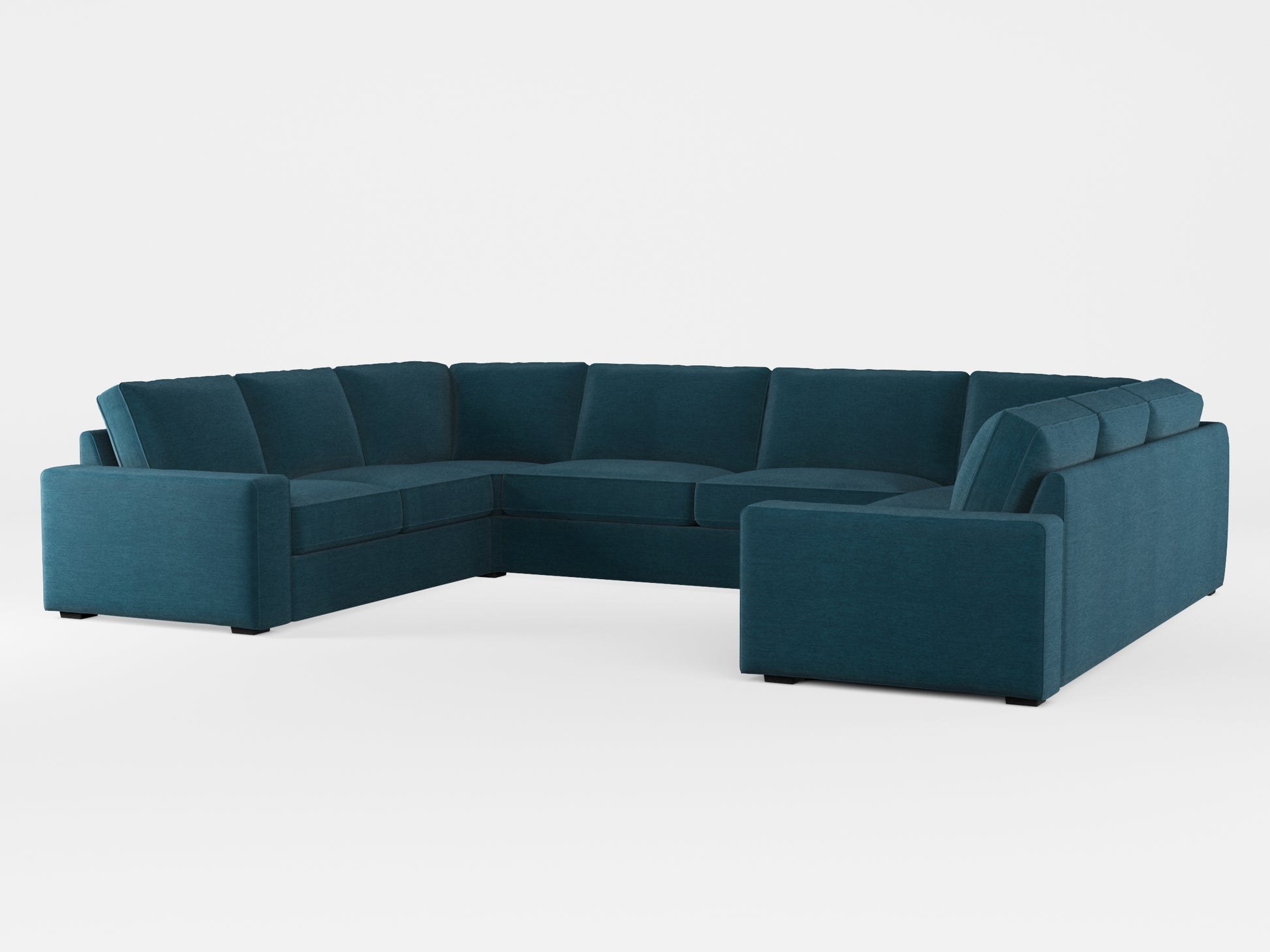 Ikea KIVIK 7-seat U-shaped sofa cover made by Covereo in upholstery named PECADLY Ocean Blue