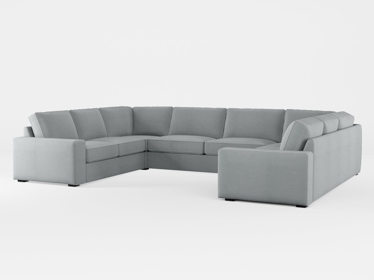 Ikea KIVIK 7-seat U-shaped sofa cover made by Covereo in upholstery named PECADLY Pebble Grey