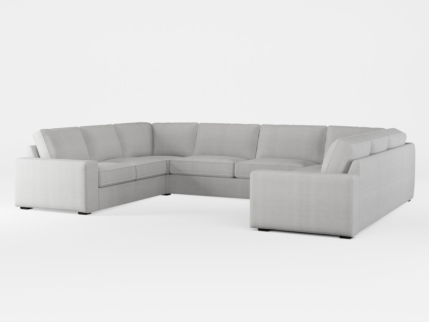 Ikea KIVIK 7-seat U-shaped sofa cover made by Covereo in upholstery named TUNSO Grey One