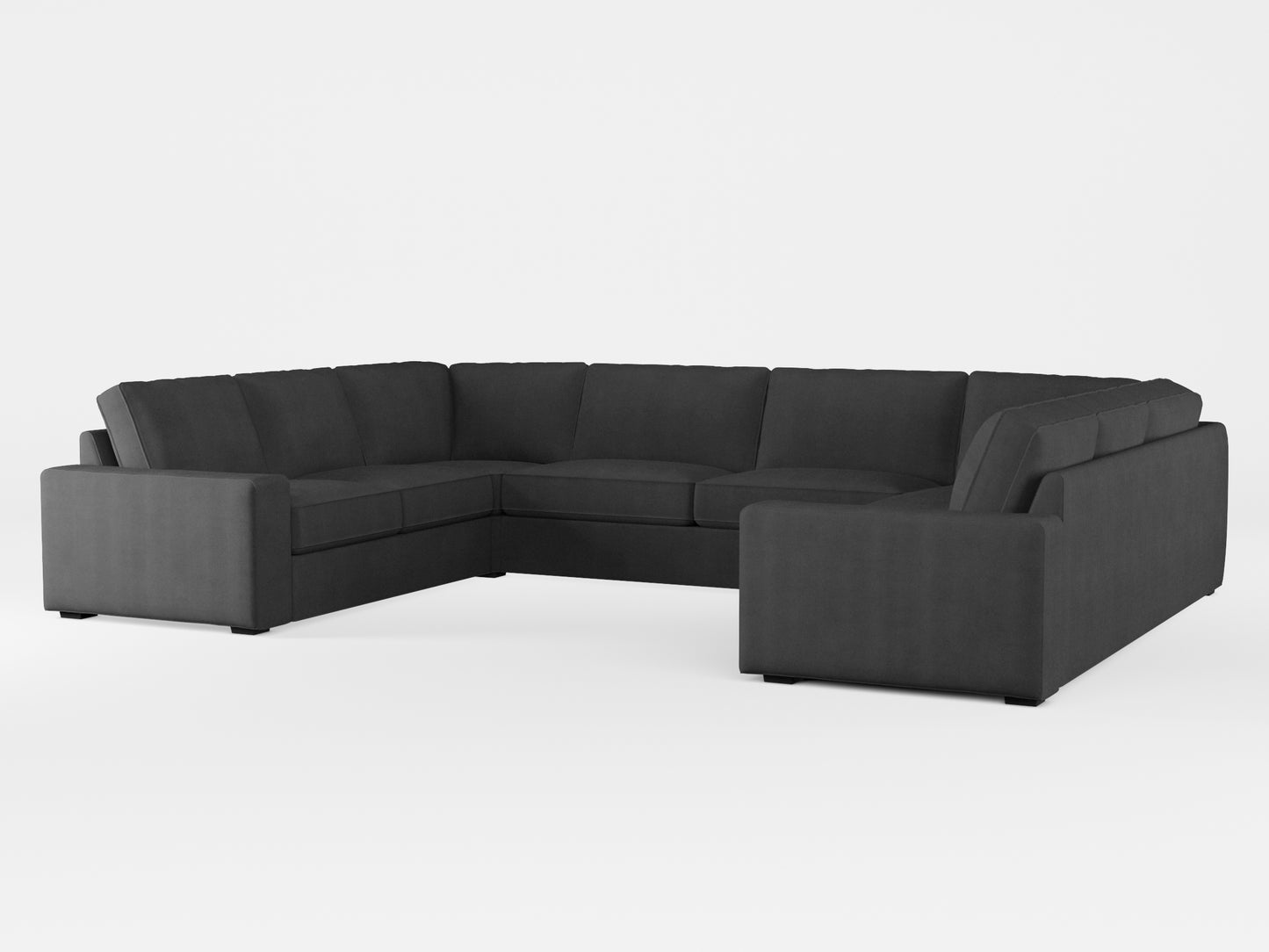 Ikea KIVIK 7-seat U-shaped sofa cover made by Covereo in upholstery named TUNSO Grey Three