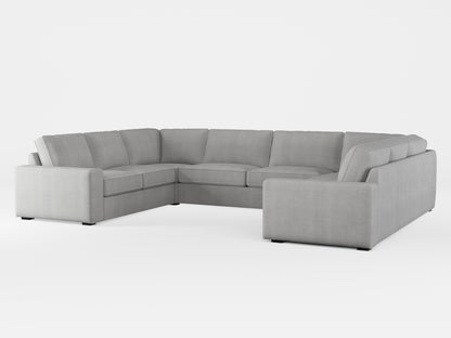 Ikea KIVIK 7-seat U-shaped sofa cover made by Covereo in upholstery named TUNSO Grey Two