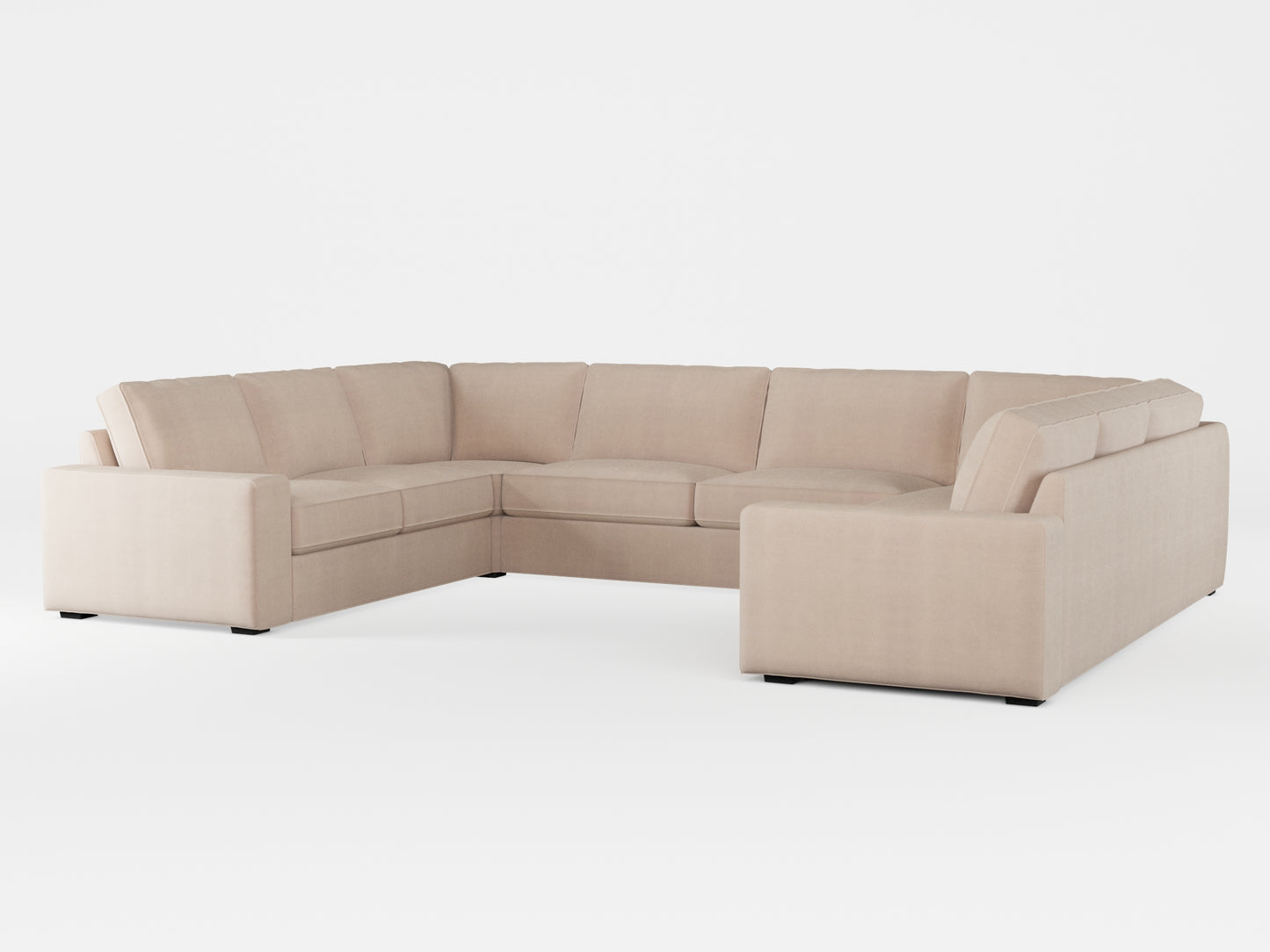 Ikea KIVIK 7-seat U-shaped sofa cover made by Covereo in upholstery named TUNSO Nude Four